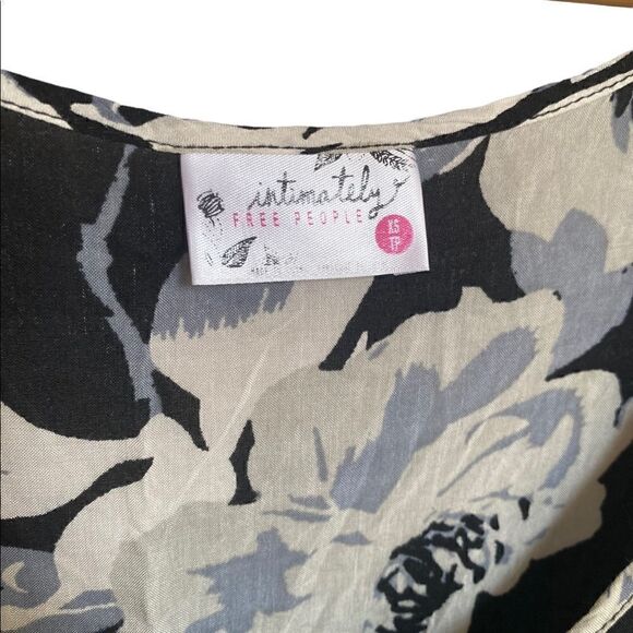 Free People Voile and Lace Trapeze Slip in Black/Grey Floral Size XS - Picture 5 of 7